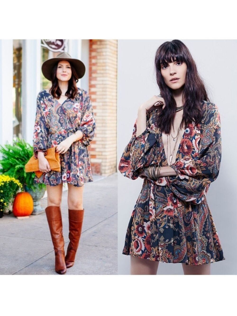 Free People High Plains Printed Dress - Size XS